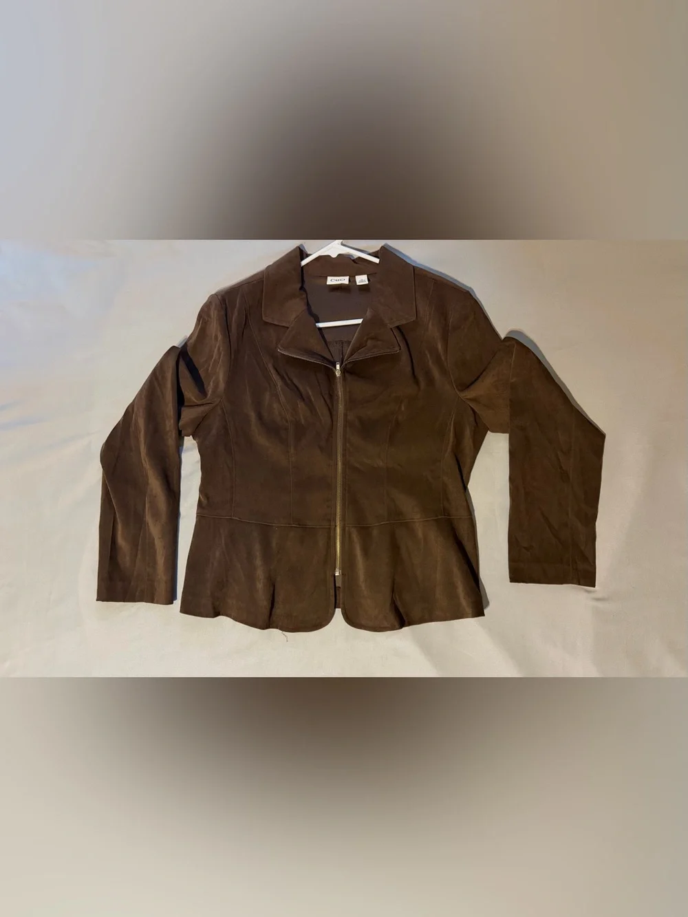 Cato Dark Brown Short-Sleeve Suede Zip Jacket